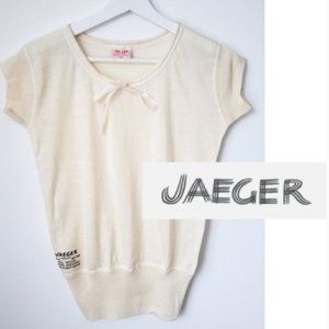 JAEGER Vintage Wool T-Shirt Cream Size XS/UK 32